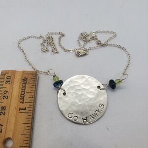 18" Sterling Silver Go Hawks Necklace 925